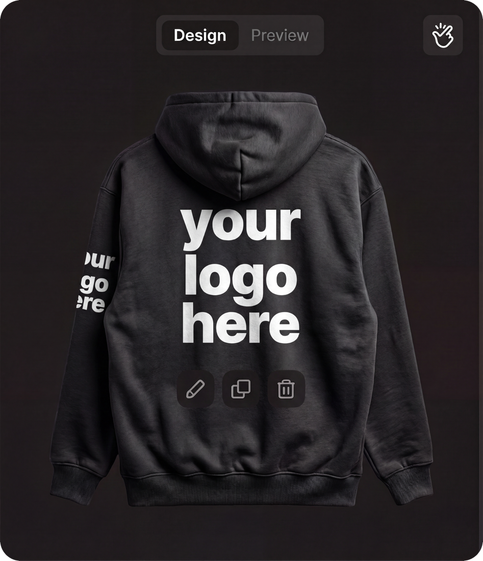 Product designer — your logo proof on a hoodie
